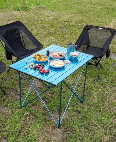 iClimb Ultralight Compact Camping Folding Table with Carry Bag (Blue - S)