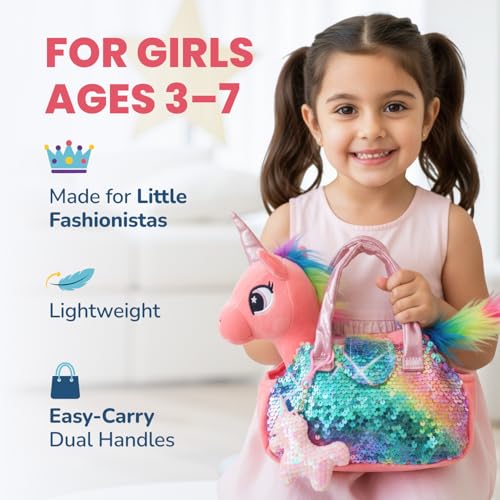 Little Jupiter Plush Pet Set - Includes Reindeer Stuffed Toy with Purse for Age 4-5 - 6-7 yrs - Christmas Stuffed Animal - Gifts for Girls - Stuffed Animals - Toys plushie (Reindeer)