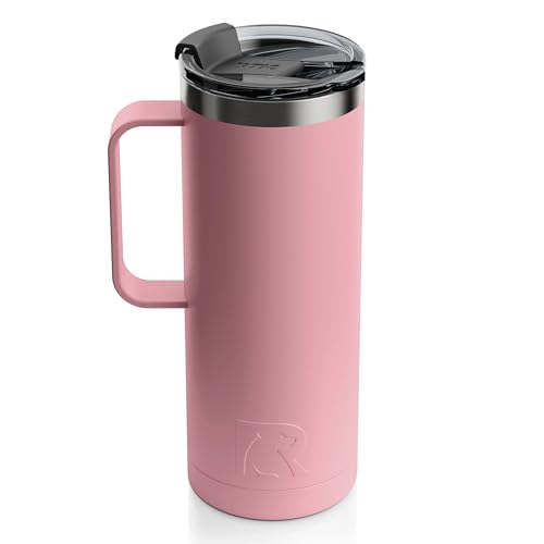 RTIC 20 oz Coffee Travel Mug with Lid and Handle, Stainless Steel Vacuum-Insulated Mugs, Leak, Spill Proof, Hot Beverage and Cold, Portable Thermal Tumbler Cup for Car, Camping