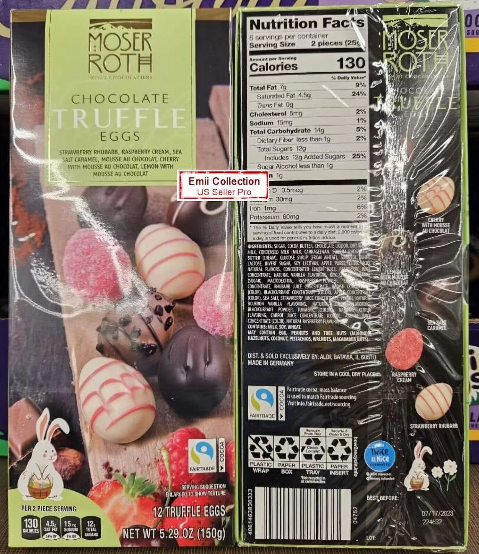 Moser Roth Chocolate Truffle Eggs 5.29oz 150g (2 Boxes)