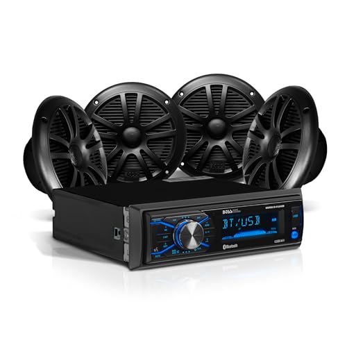 BOSS Audio Systems MCK632WB.6 Bluetooth Car Stereo Receiver with USB Port, 90W Dual Cone Speakers, Color Illumination, Weatherproofing, Media Playback, and Detachable Front Panel
