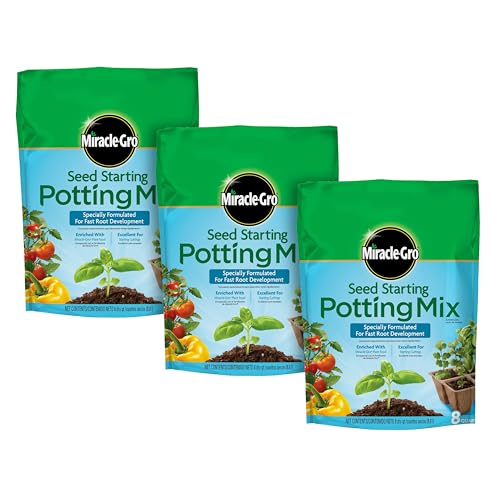 Miracle-Gro Seed Starting Potting Mix, Enriched with Plant Food, For Starting Seeds or Cuttings in Containers, 8 qt., 3-Pack