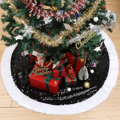 Mr. Pen- Christmas Tree Skirt 48 inches, Knitted Christmas Skirt Tree, Xmas Tree Skirt