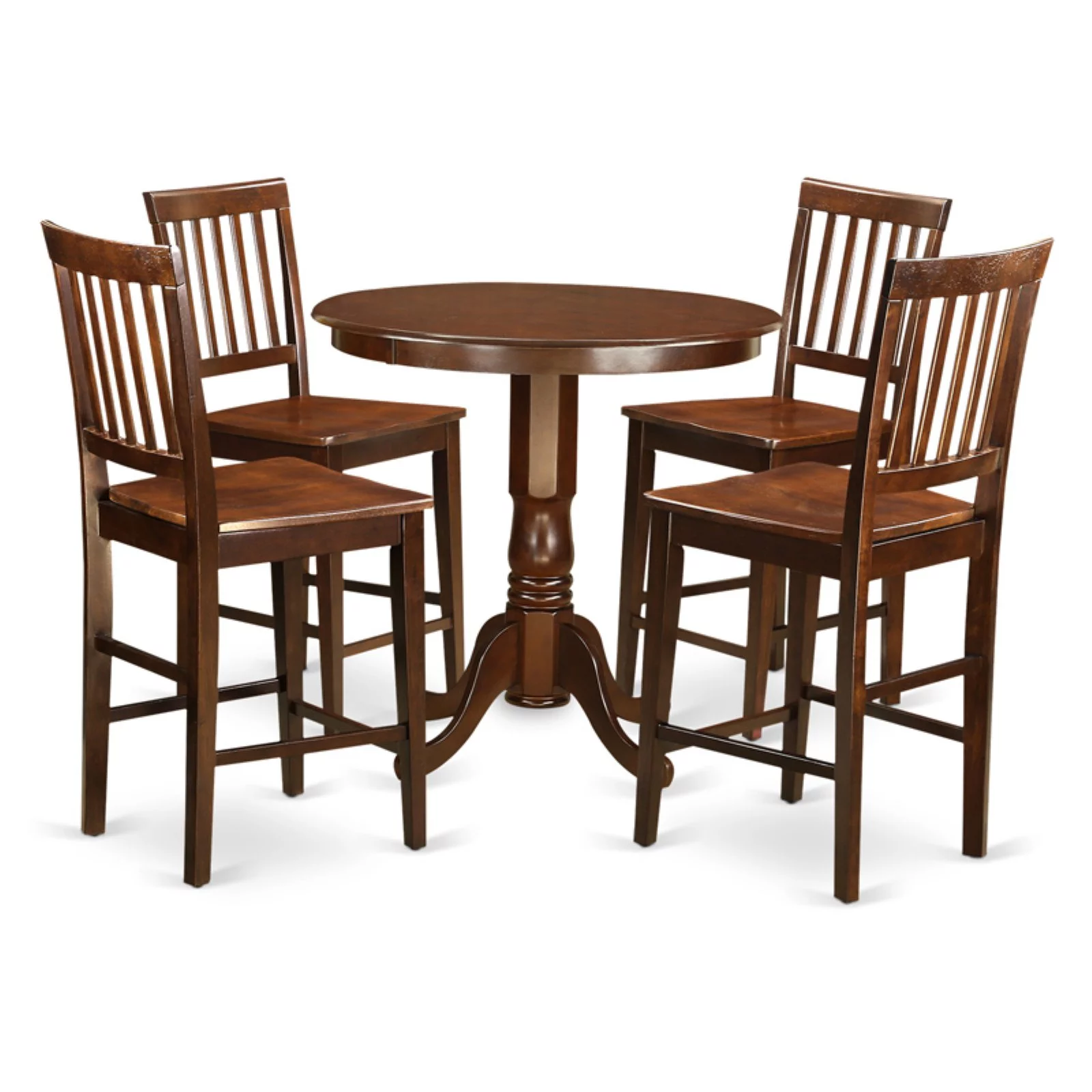 East West Furniture Jackson 5-piece Wood Dining Set with Stools in Mahogany