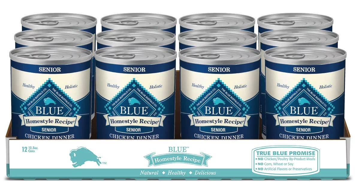 Blue Buffalo Homestyle Recipe Natural Senior Wet Dog Food, Chicken 12.5-oz can (Pack of 12)