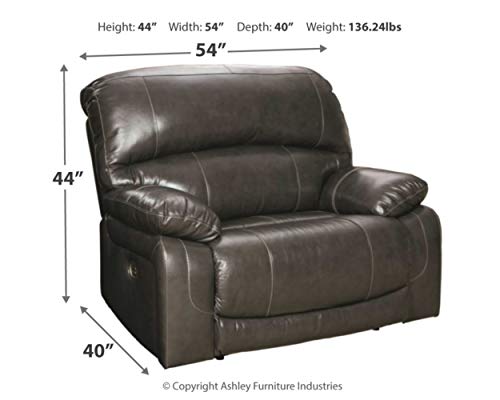 Signature Design by Ashley Jesolo Modern Faux Leather Manual Pull Tab Double Reclining Sofa, Dark Brown