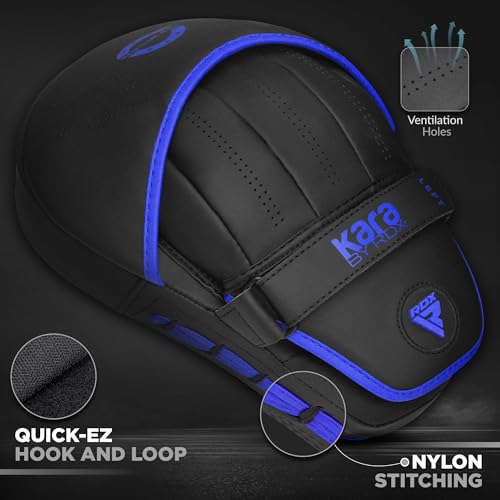 RDX Boxing Pads Curved Focus Mitts, Maya Hide Leather Kara Hook and jab Training Pads, Adjustable Strap Ventilated, MMA Muay Thai Kickboxing Coaching Martial Arts Punching Hand Target Strike Shield