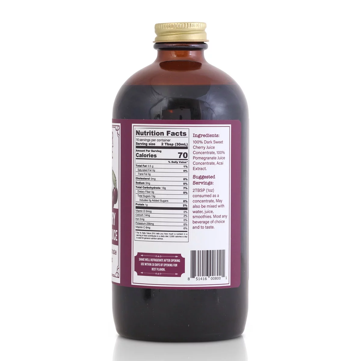 Proper by Nature Black Cherry & Pomegranate Juice 100% Concentrate w/ Acai Extract