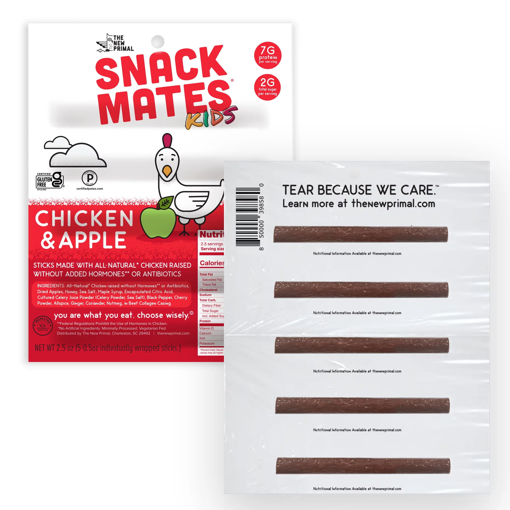 Snack Mates Chicken and Apple Mini Meat Sticks, All-Natural Chicken (8 Packs, 40 Mini-Sticks)