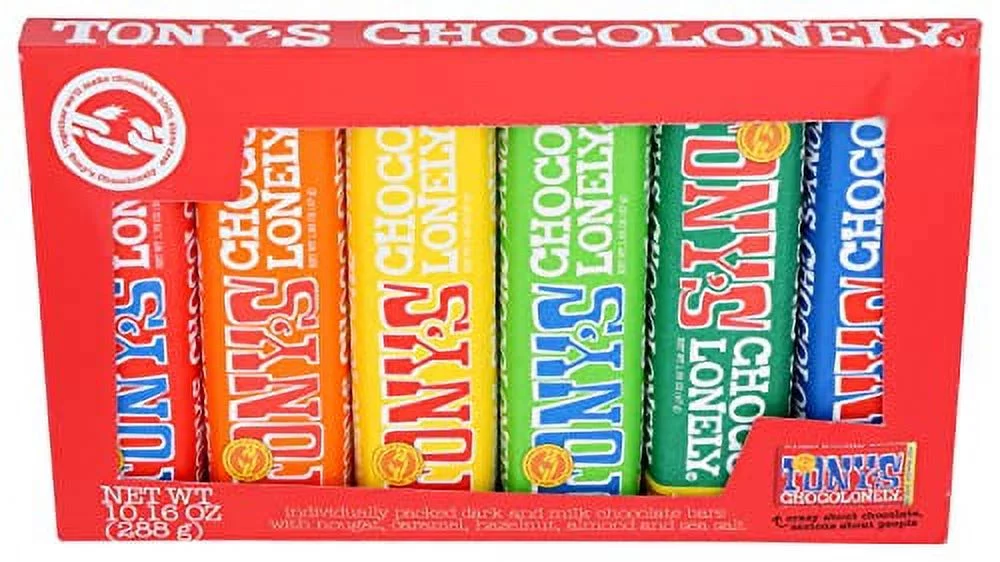 Tony's Chocolonely Rainbow Tasting Chocolate Bar Pack, 10.16 OZ