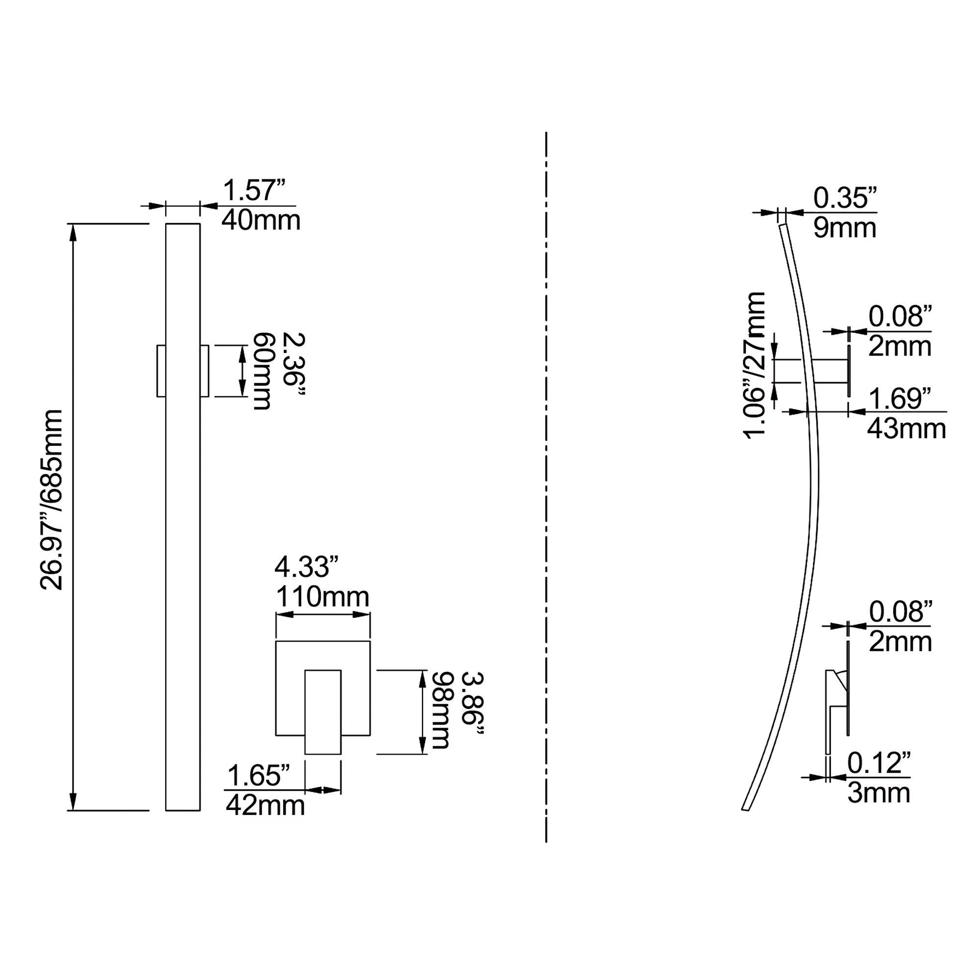 Waterfall Wall Mounted Bathroom Sink Faucet, Solid Brass Single Handle Faucet