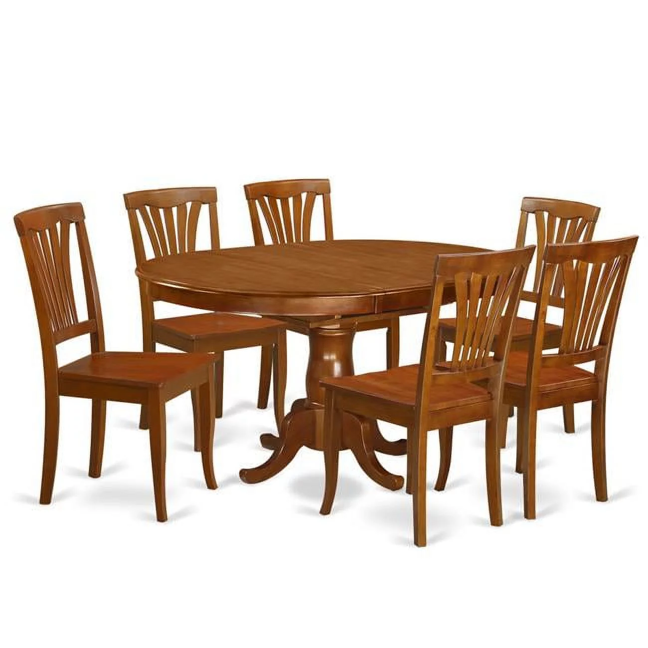 Wood Seat Dining Room Table Set with 6 Kitchen Table & 6 Chairs - 7 Piece