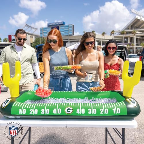 BigMouth Green Bay Packers 4 ft Inflatable Food Cooler Buffet Officially Licensed NFL Fan Gear Ice Serving Pool Drink Bar for Tailgate Parties