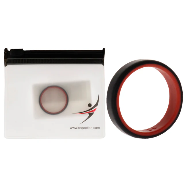 Silicone Wedding 6mm Brush 2Layer Ring - Red-Black by ROQ for Men - 11 mm Ring