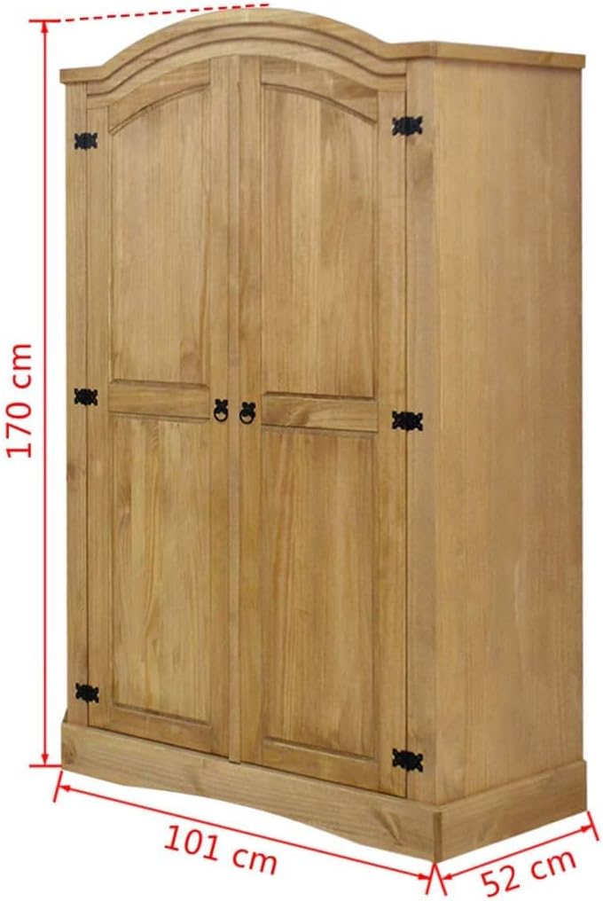 Wardrobe Mexican Pine Corona Range 2 Doors +Material: Solid Pinewood