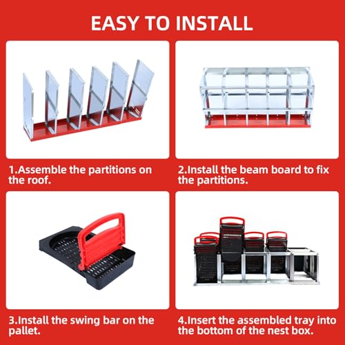 Chicken Nesting Box, 10 Hole 2 Layer Hen Nest Box with Legs, Roll Away Eggs Laying Boxes,Cleanable Pull Out Hen Roosting Boxes