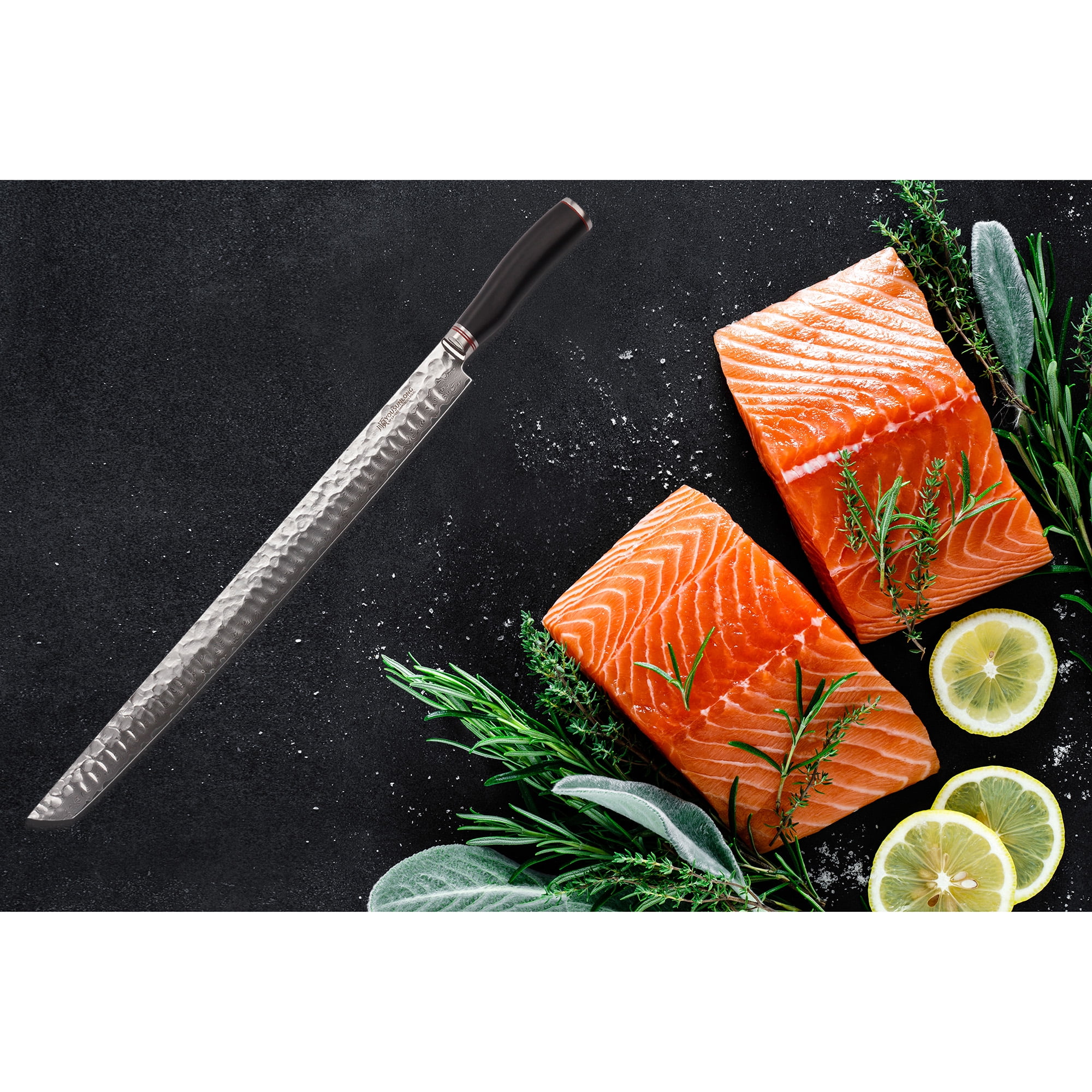 YOUSUNLONG Sakimaru Knife 15 inch - Japanese Damascus Steel Fillet Knives Natural Handle With Leather Sheath