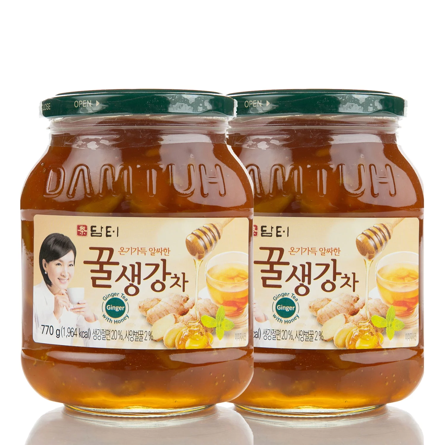Damtuh Korean Honey Ginger Tea, Ginger with Honey, Ginger Marmalade, Ginger Sauce for Salad, Ginger Spread, Honey Ginger Jam, 27.16 Oz 770g x 2 Bottles