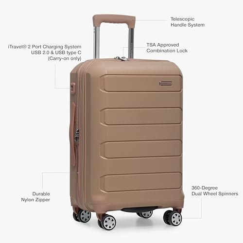 Traveler's Choice Pagosa Indestructible Hardshell Expandable Spinner Luggage, Black, 22