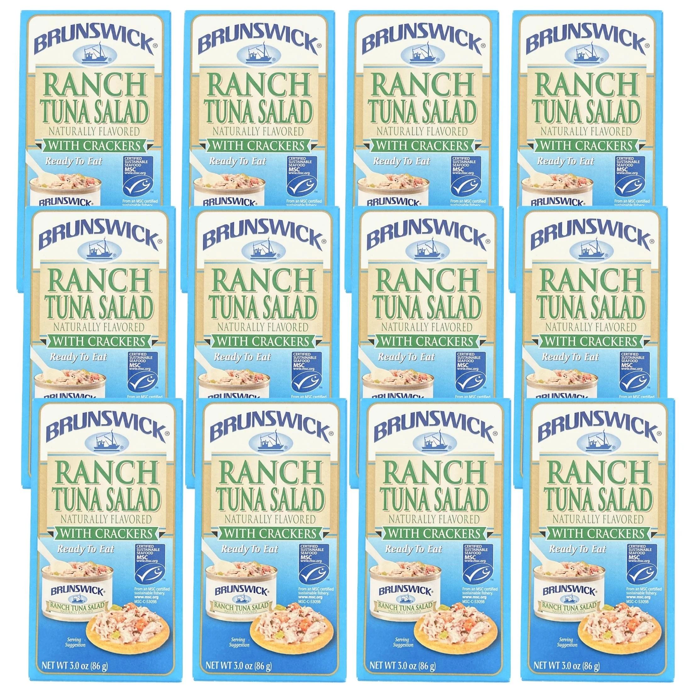 Ranch Tuna Salad with Crackers 3.0 oz Plastic Spreader Spoon Included Ready to Eat On the Go Preservatives Convenient Healthy Canned Food Snack Kit for Family Picnic School Lunch Gift Supplies 12 Pack