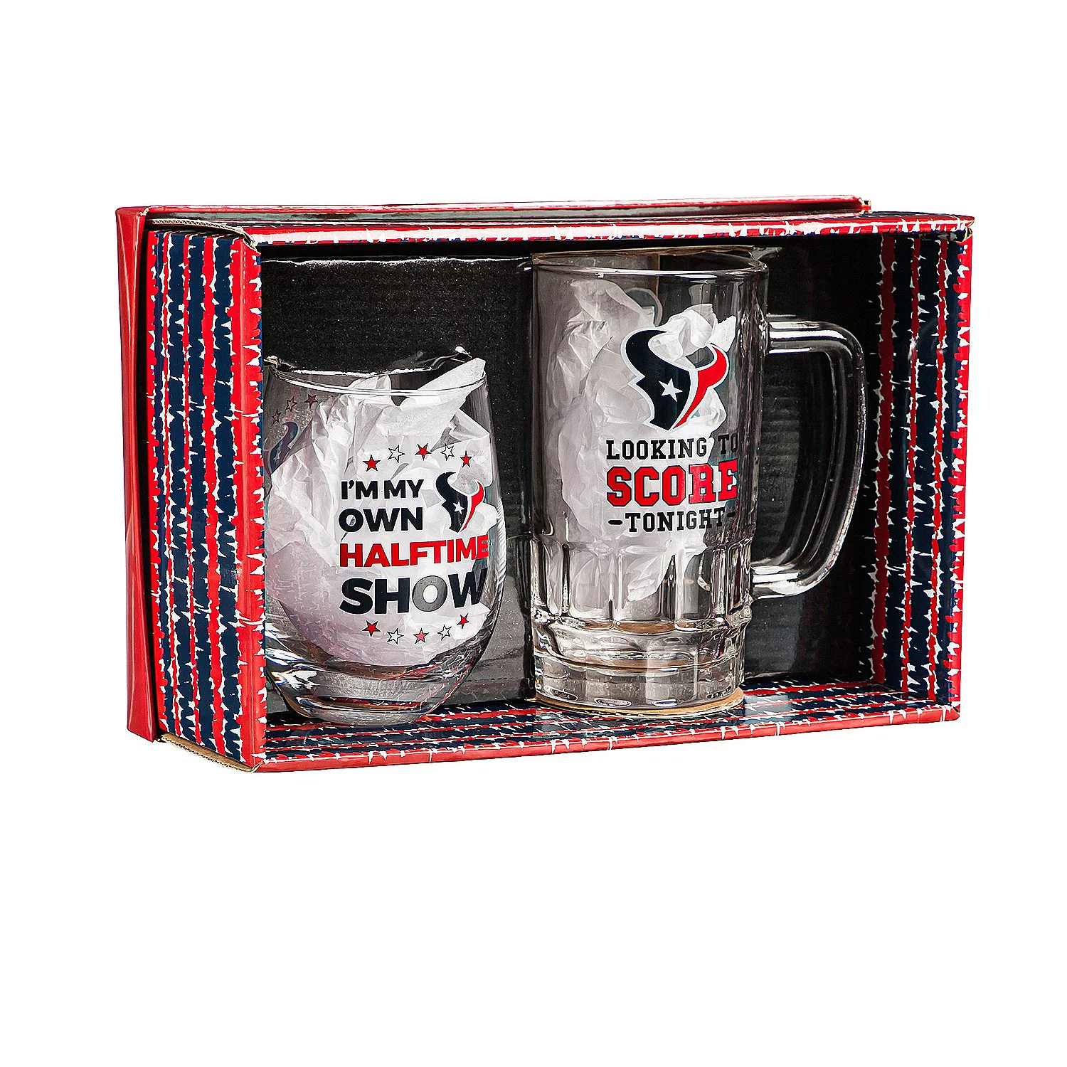 Evergreen Houston Texans, Stemless 17OZ Wine & Beer 16 OZ Gift Set
