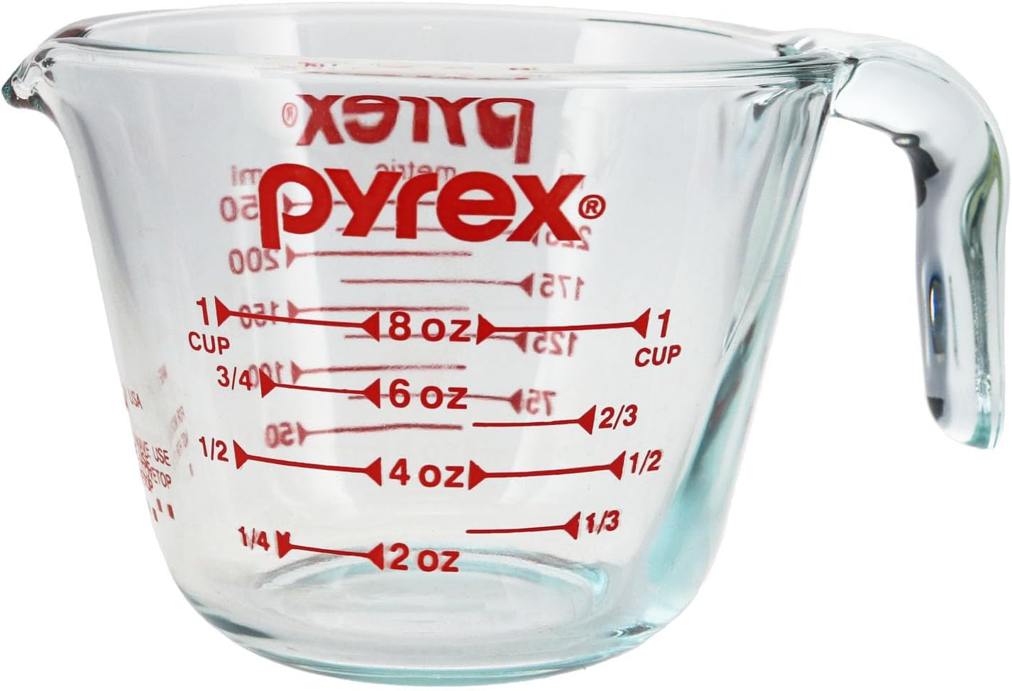 Pyrex Prepware 1-Cup Measuring Cup, Clear with Red Measurements