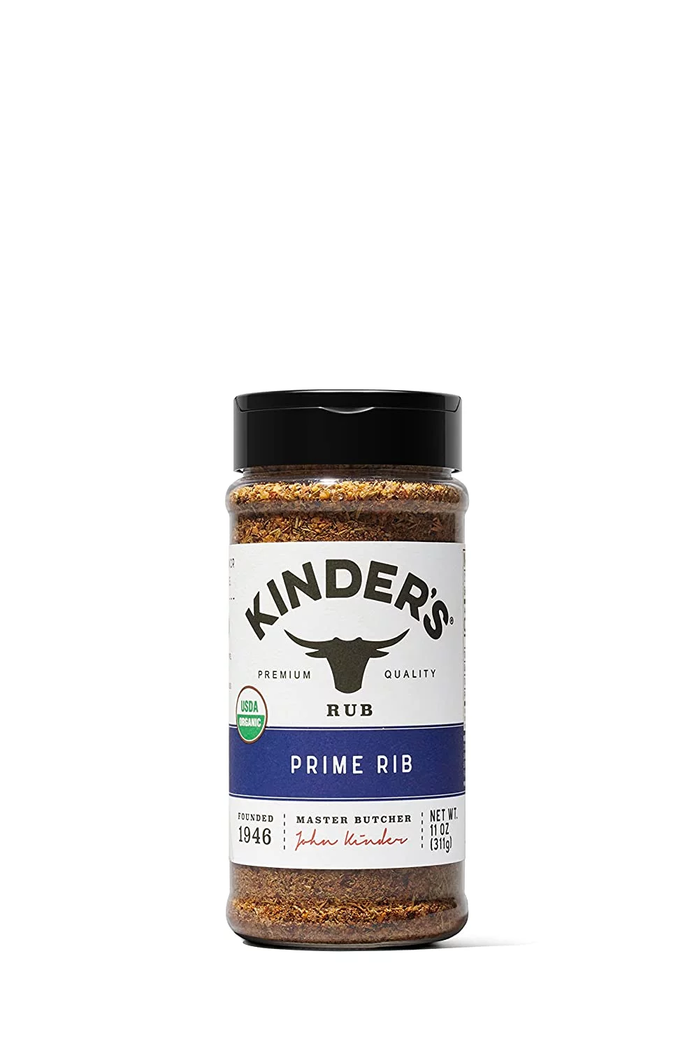 Kinder's Organic Prime Rib Rub, Spices & Seasoning, MSG Free, Large Bottle 11 oz.