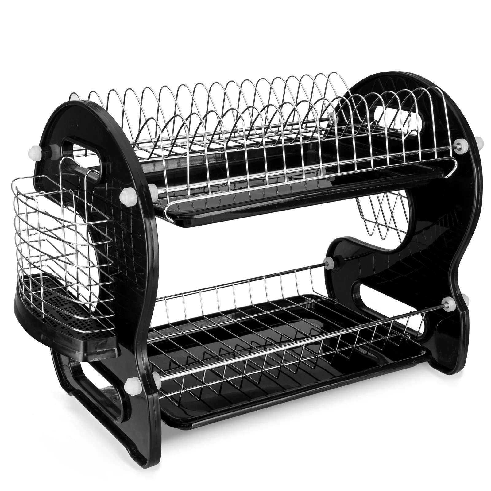 UBesGoo Home Basics Dish Plastic Drainer Washing Dryer, 2-Tier, Black