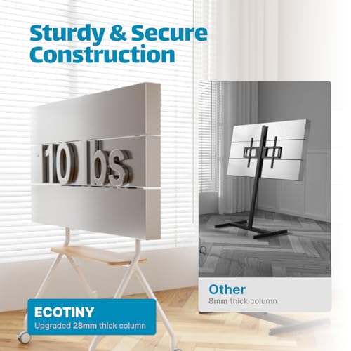 Easel Rolling TV Stand for 49-80 Inch TV Screen up to 110 LBS, Portable TV Stand with Wheels, Rolling TV Cart for Business, Office, School, Home, Black