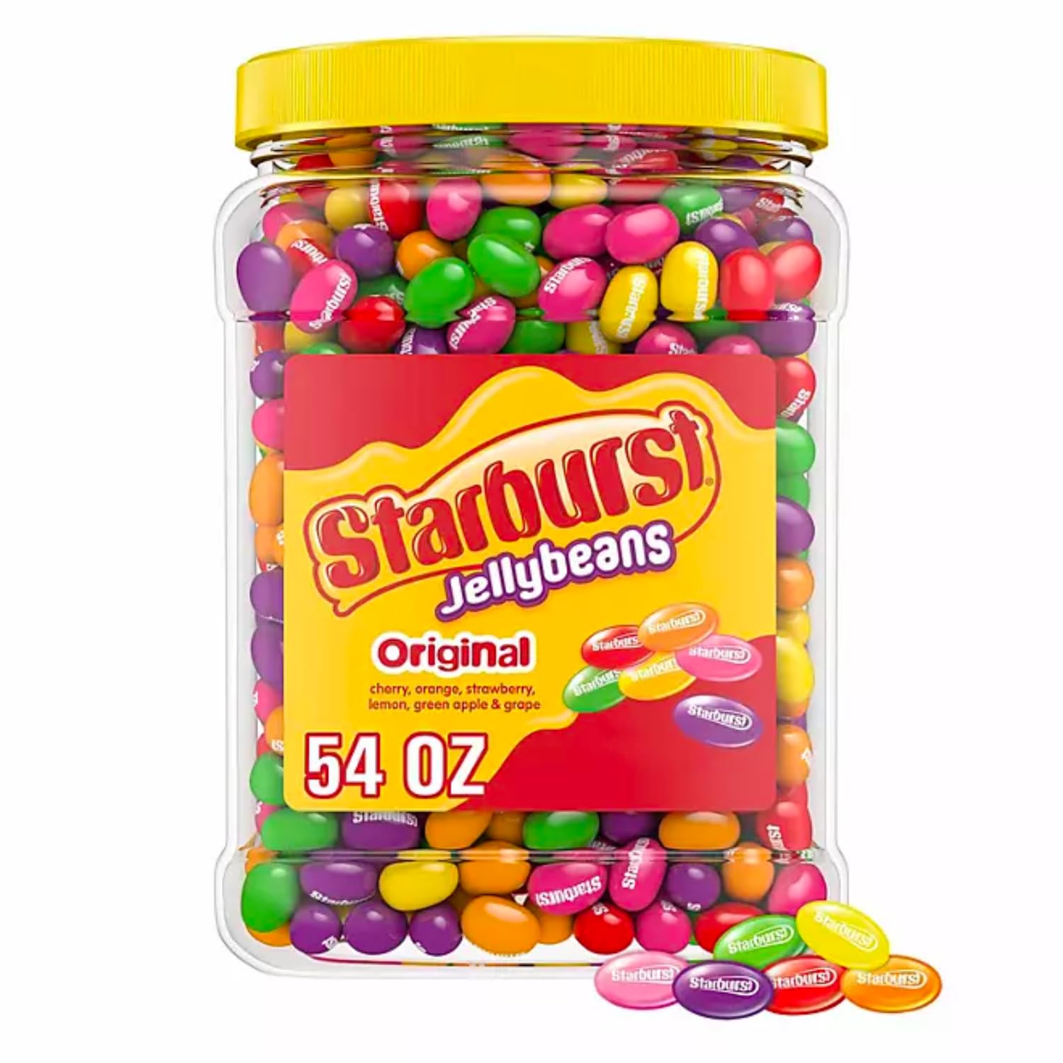 Starburst Jelly Beans Original Fruit Flavors (2 Pack) Candy Bulk Jar Resealable Pantry-Size, 54 Ounce. Perfect For Parties, Gifts, And Everyday Snacking By World Group Packing Solutions