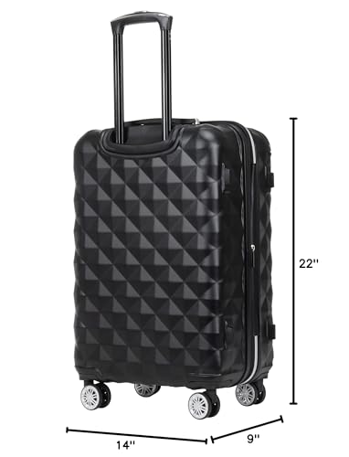 Kenneth Cole REACTION Diamond Tower Collection Lightweight Hardside Expandable 8-Wheel Spinner Travel Luggage, Black, 20-Inch Carry On