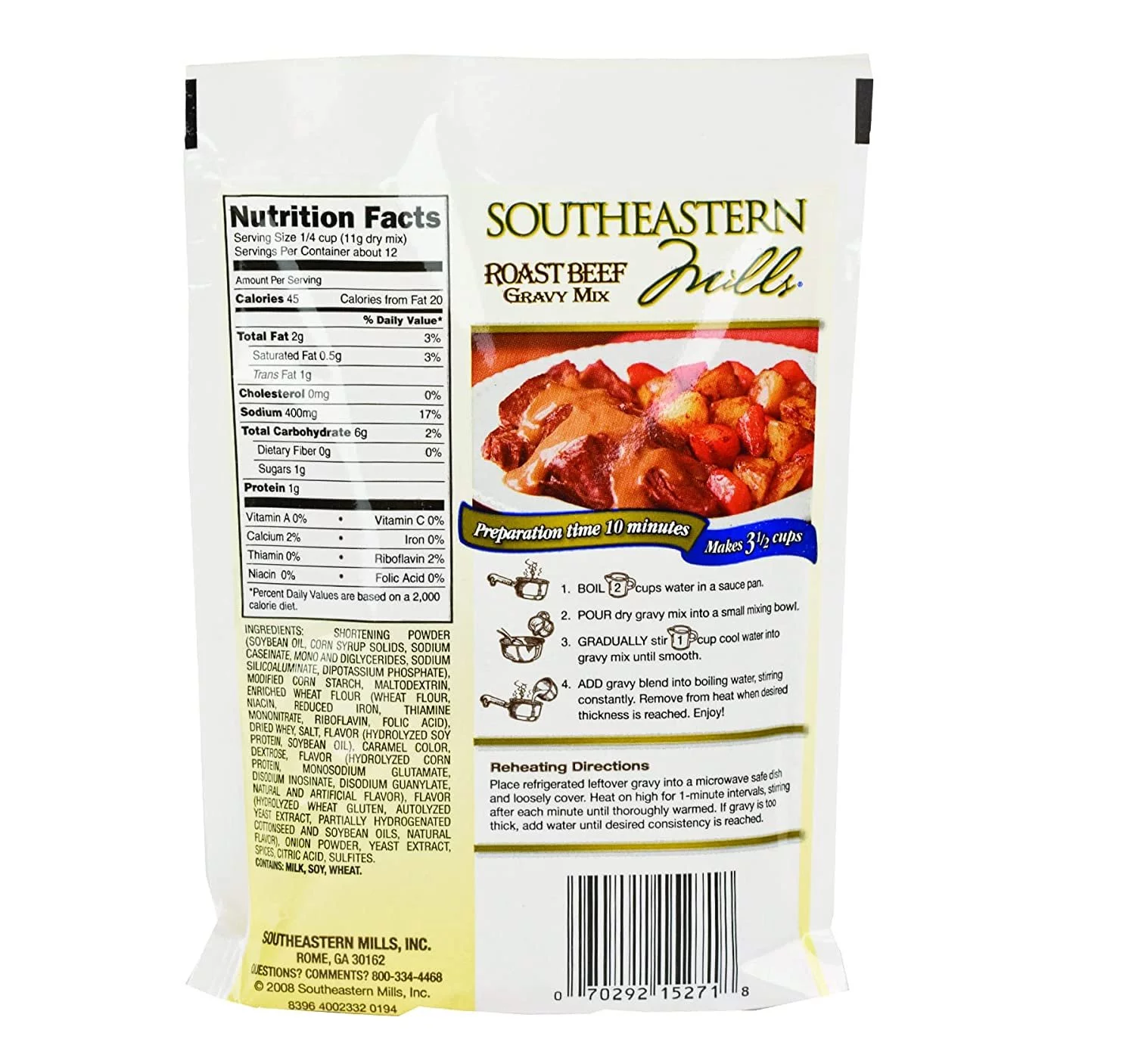 Kauffman Orchards Roast Beef Gravy Mix by Southeastern Mills, 4.5 Oz. Pack of 6