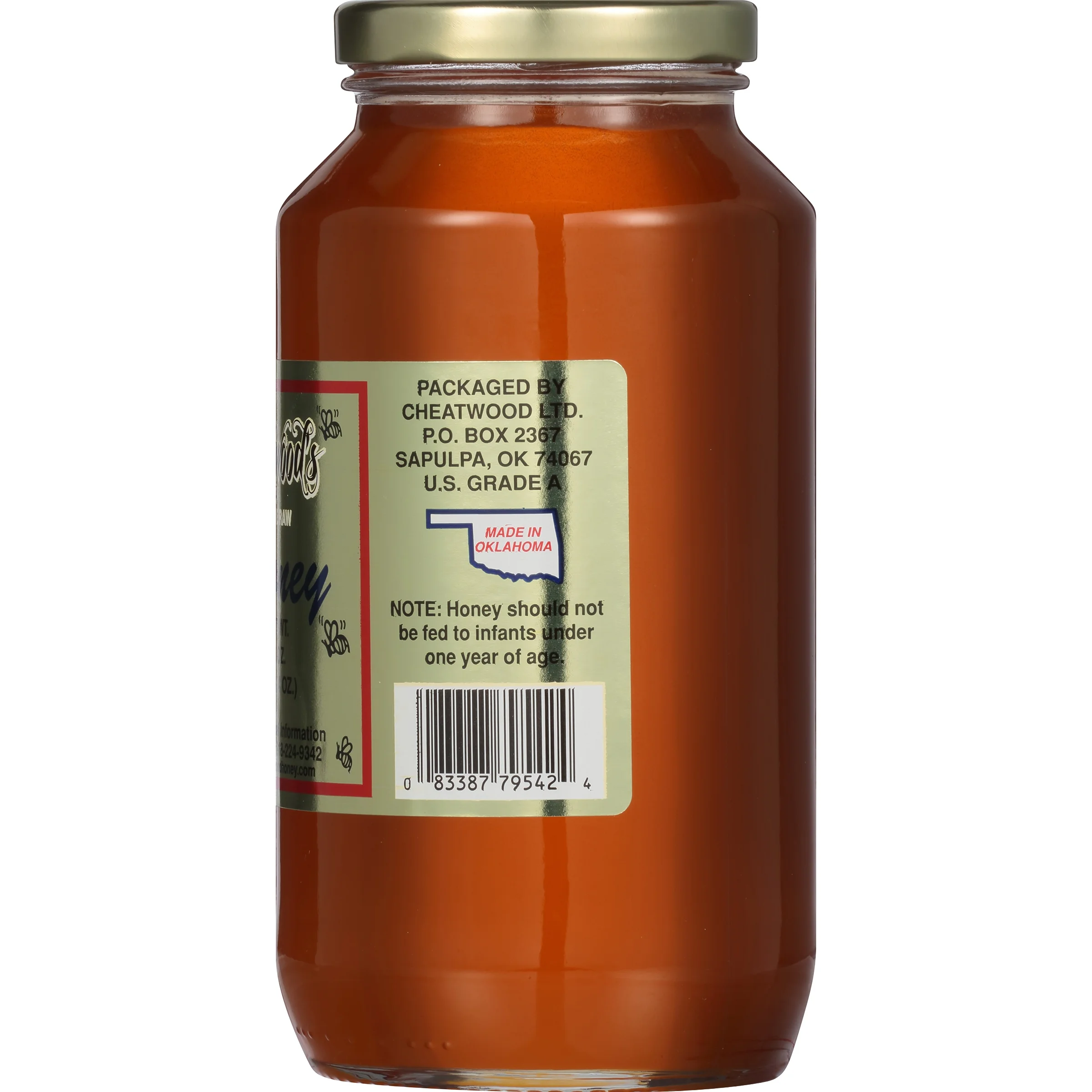 Cheatwood's Pure Raw Honey 36 oz. Jar