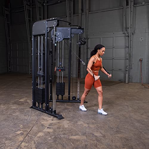 Body-Solid Functional Trainer Dual Weight Stacks, Adjustable Swiveling Pulleys, Integrated Chinning Bar, Cable Workout Machine for Home Gym