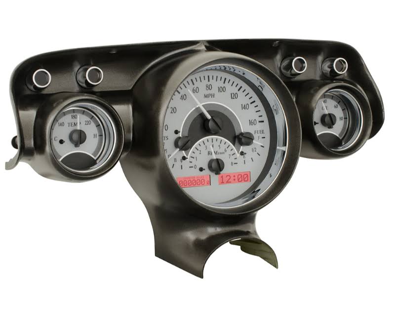 Dakota Digital 57 Chevy Car Analog Gauges System Silver Alloy Red VHX-57C-S-R