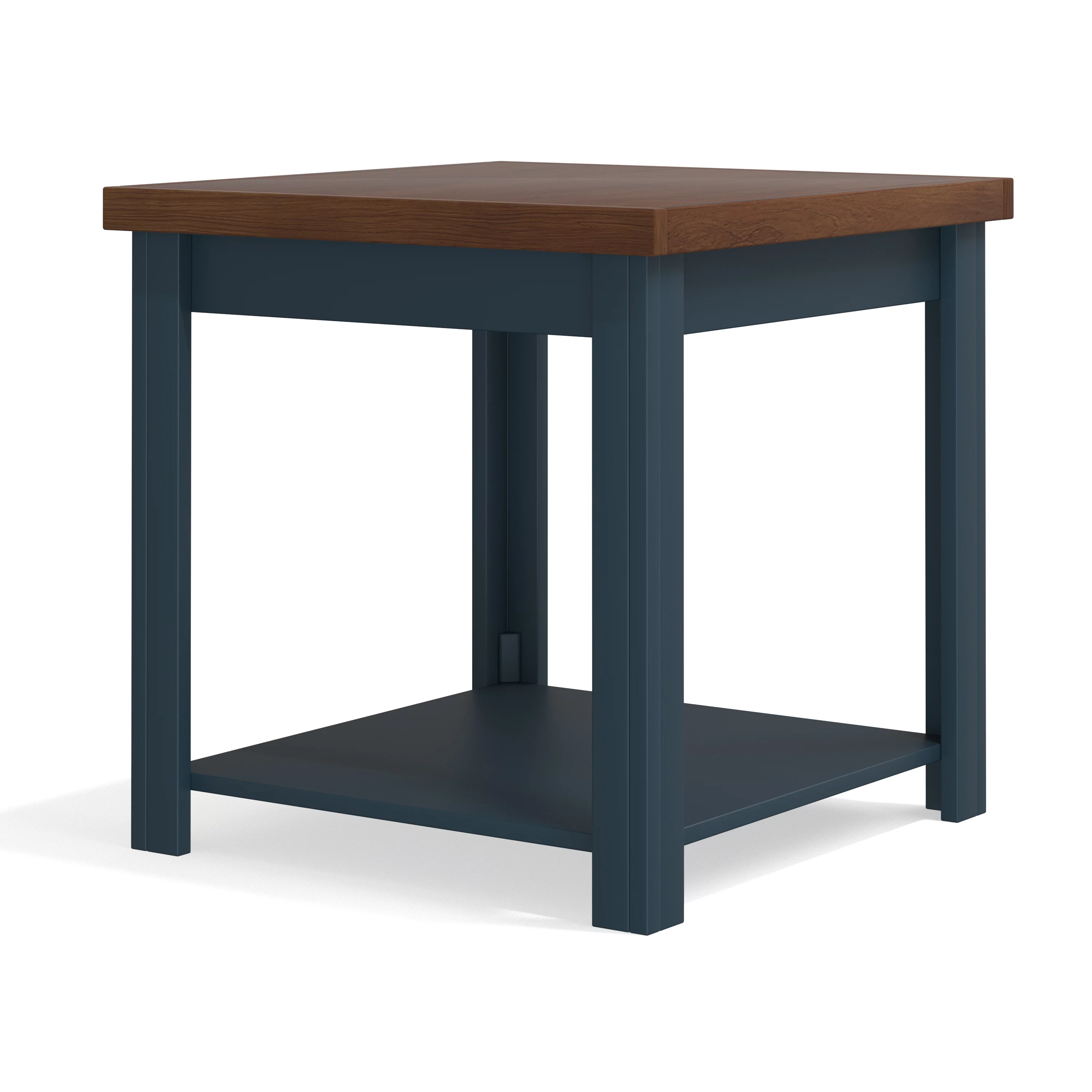 Bridgevine Home Nantucket 24 inch Side Table, No Assembly Required, Blue Denim and Whiskey Finish