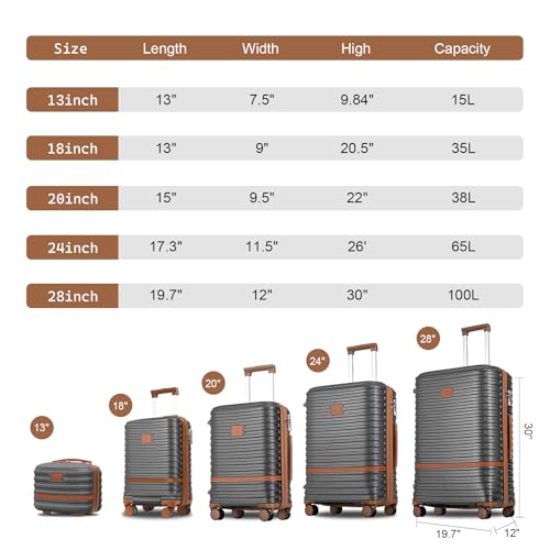 Joyway Carry On Luggage 20 Inch Expandable Suitcase with Spinner Wheel, 4 Piece Hard Shell Luggage Set with TSA Lock(White brown)