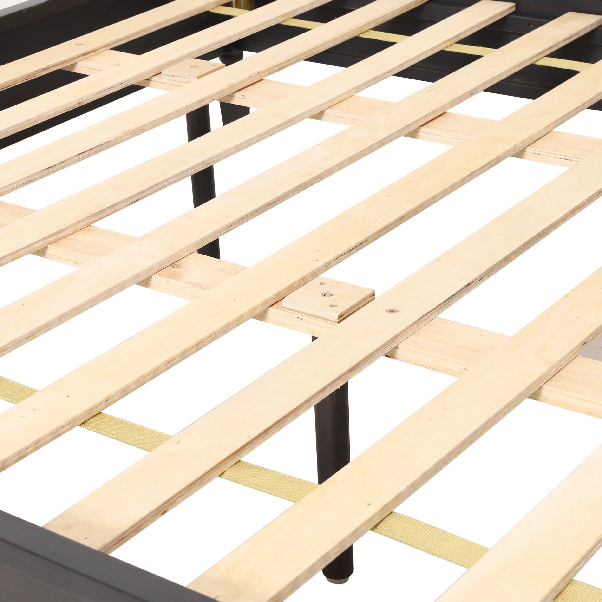 GDF Studio Mathena Rustic Acacia Wood and Rattan Queen Bed, Dark Gray