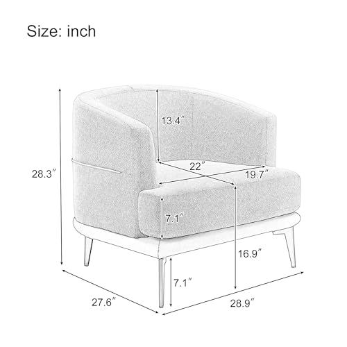 Modern 2 Tone Accent Barrel Chair with Linen and PU, Thick Cushion, Metal Legs, Upholstered Arm Chair for Living Room Reading Room Bedroom (Mustard Green)