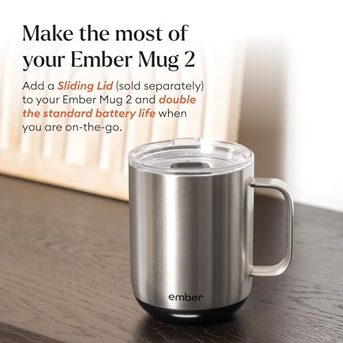 Ember Temperature Control Smart Mug 2, 14 Oz, App-Controlled Heated Coffee Mug with 80 Min Battery Life and Improved Design, Black