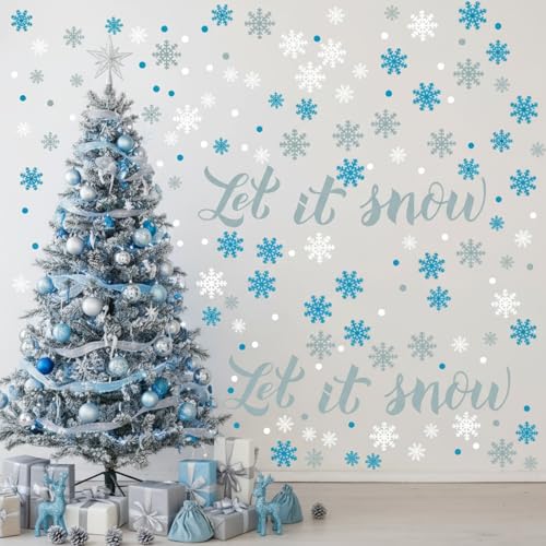 84 Pieces Christmas Wall Decals Snowflakes Wall Stickers Let It Snow Window Stickers for Home Decor Wall Art Window Bedroom Party Supplies