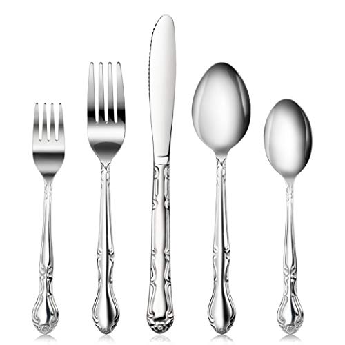 New Star Foodservice 58918 Shell Pattern, 18/0 Stainless Steel, 60 piece Flatware Set