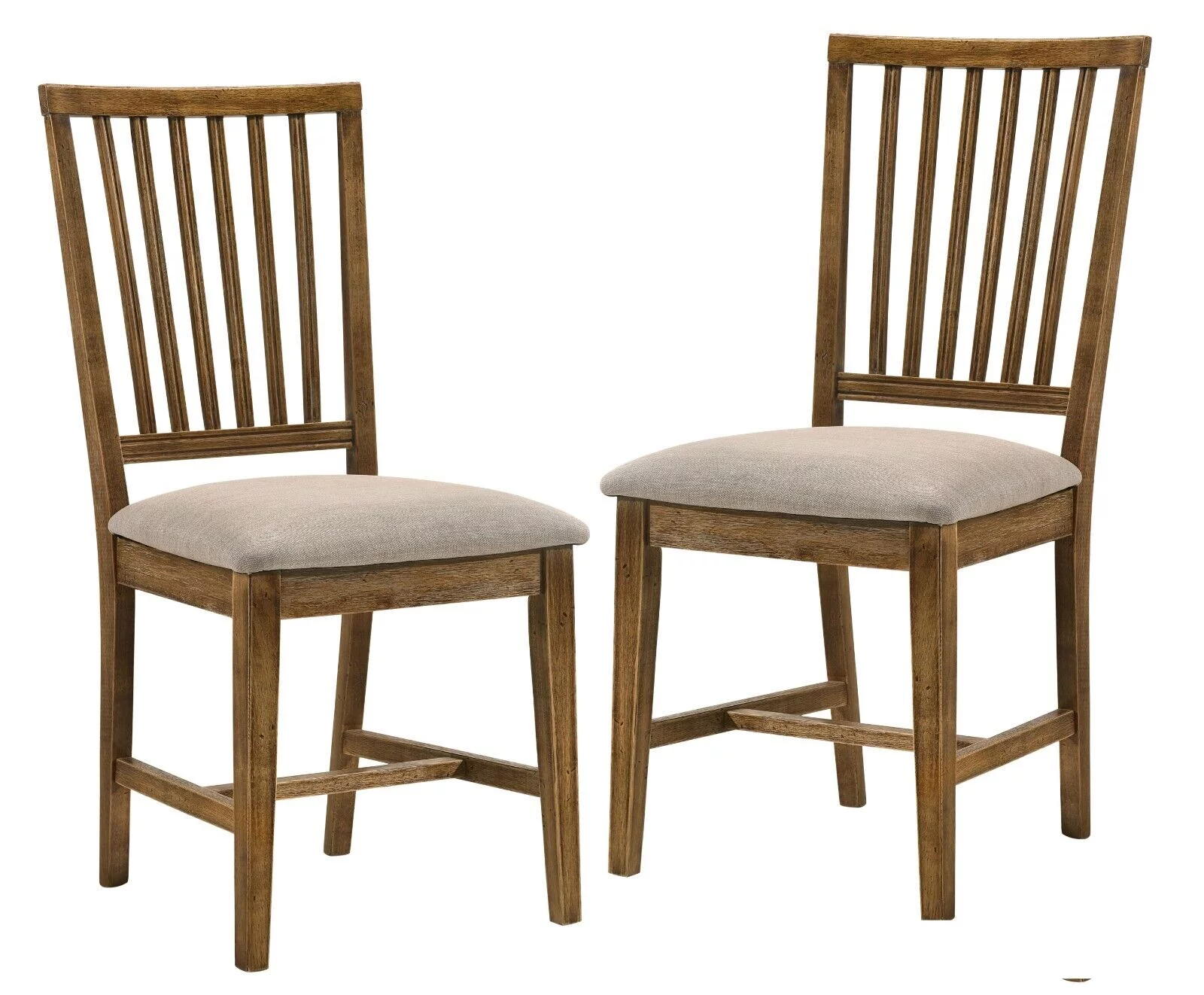Set of 2 Modern Farmhouse Dining Chair For Dining Room Fabric Seat, Armless Wood Frame, Easy Assembly, Tan Linen & Weathered Oak Finish