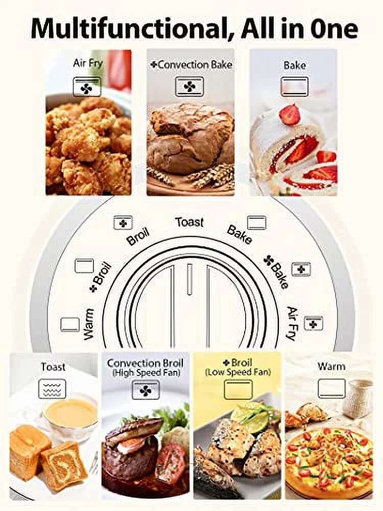 Air Fryer Toaster Oven, Beelicious, 19 Quart, 18L Countertop Convection Oven, 7-in-1 Toaster Oven Air Fryer Combo, with 4 Accessories & Recipe, ETL Certified (Black, Matte)