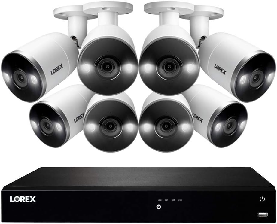 Lorex 16-Channel 4K Ultra HD Fusion NVR Security System with 8 Smart Deterrence IP Indoor / Outdoor Security Cameras and 3TB Hard Drive