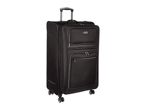 Kenneth Cole REACTION Rugged Roamer Lightweight Softside Expandable 8-Wheel Spinner Luggage, Black, 20-Inch Carry-On
