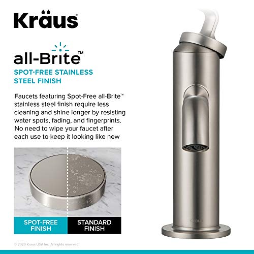 KRAUS Ramus Single Handle Vessel Sink Bathroom Faucet with Pop-Up Drain in Brushed Gold, KVF-1220BG