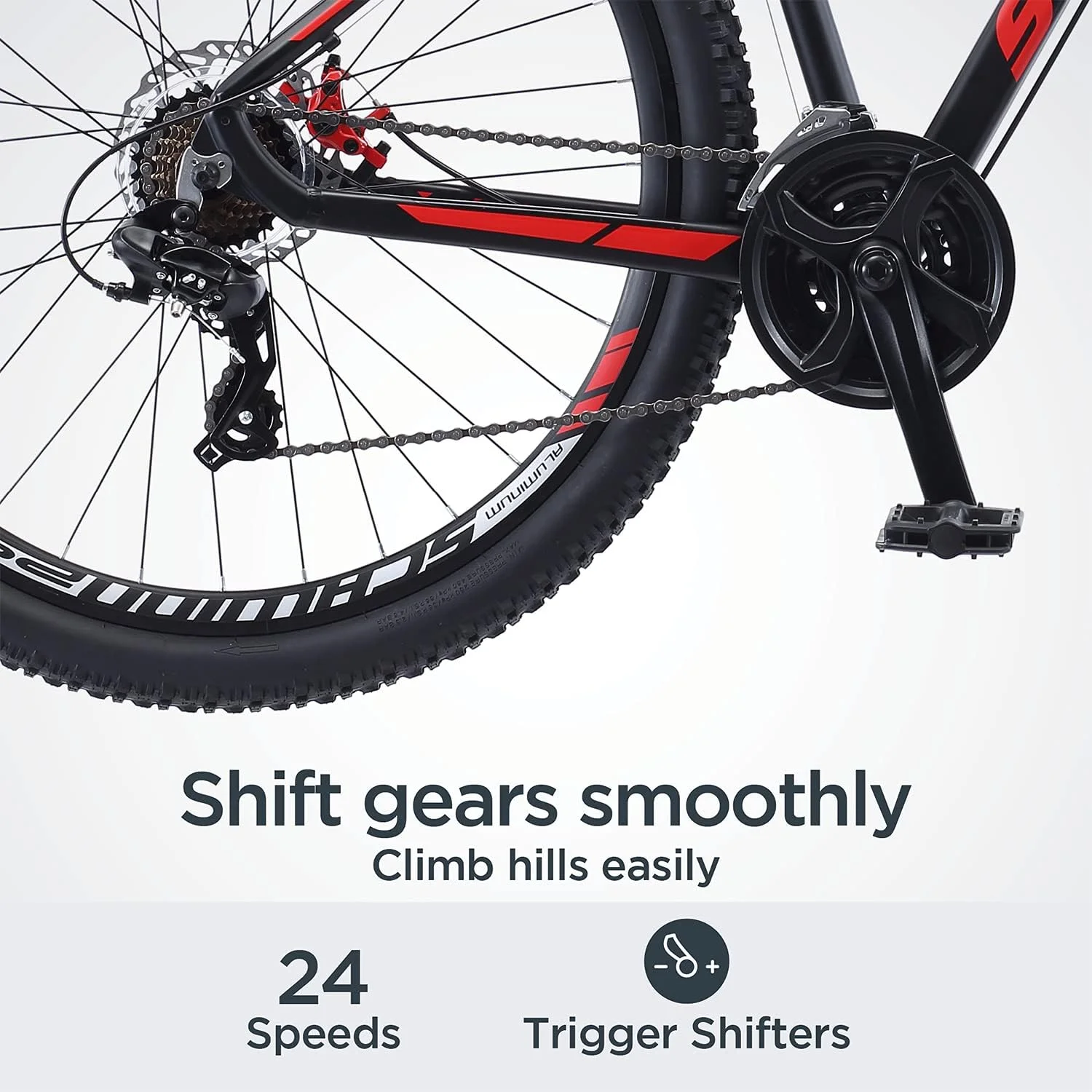 Open Box Schwinn Bonafide Mountain Bike, 24 Speed, 29 Inch Wheels - Matte Black/Red