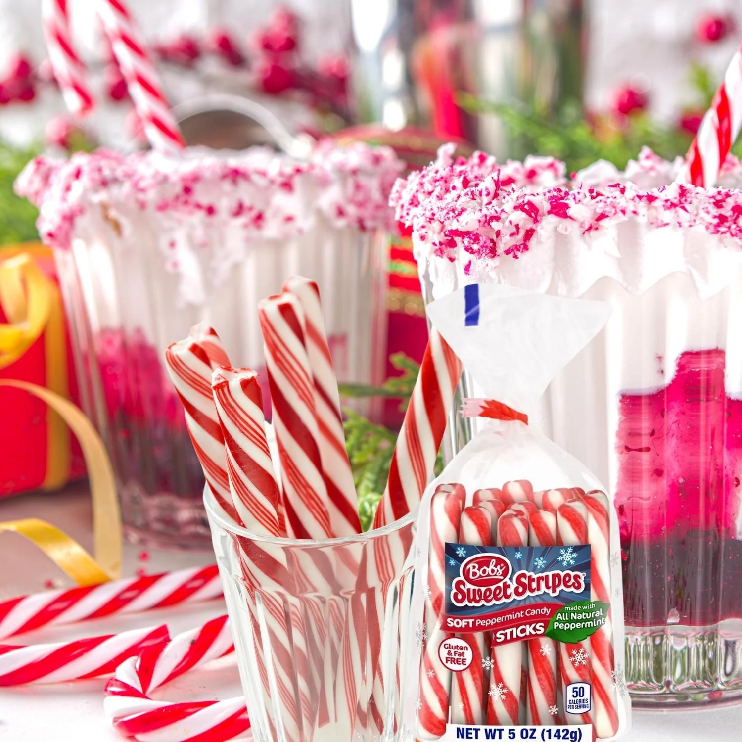 Bob's Sweet Stripes Soft Mint Candy Sticks, 5oz Fat-Free Gluten-Free Peppermint Flavored Christmas Candies Party Goodies Bag Filler Stocking Stuffer - 6 Bags Treat & Essentials Tote Bag
