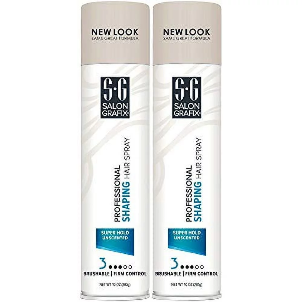 Salon Grafix Shaping Hair Spray Super Hold Unscented 10 oz (Value Pack of 2), Packaging May Vary
